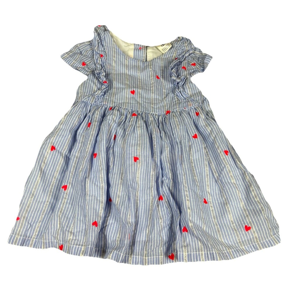 NWOT Osh Kosh B'Gosh Dress w/Underwear Girls Size 12M White w/Blue Stripes Heart